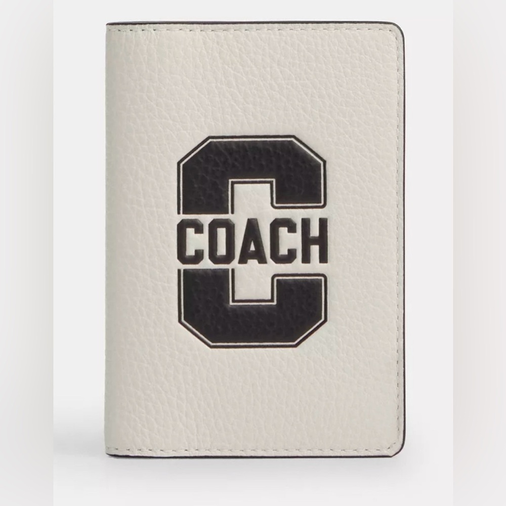 Coach Id Card Wallet With Varsity Motif- Off White